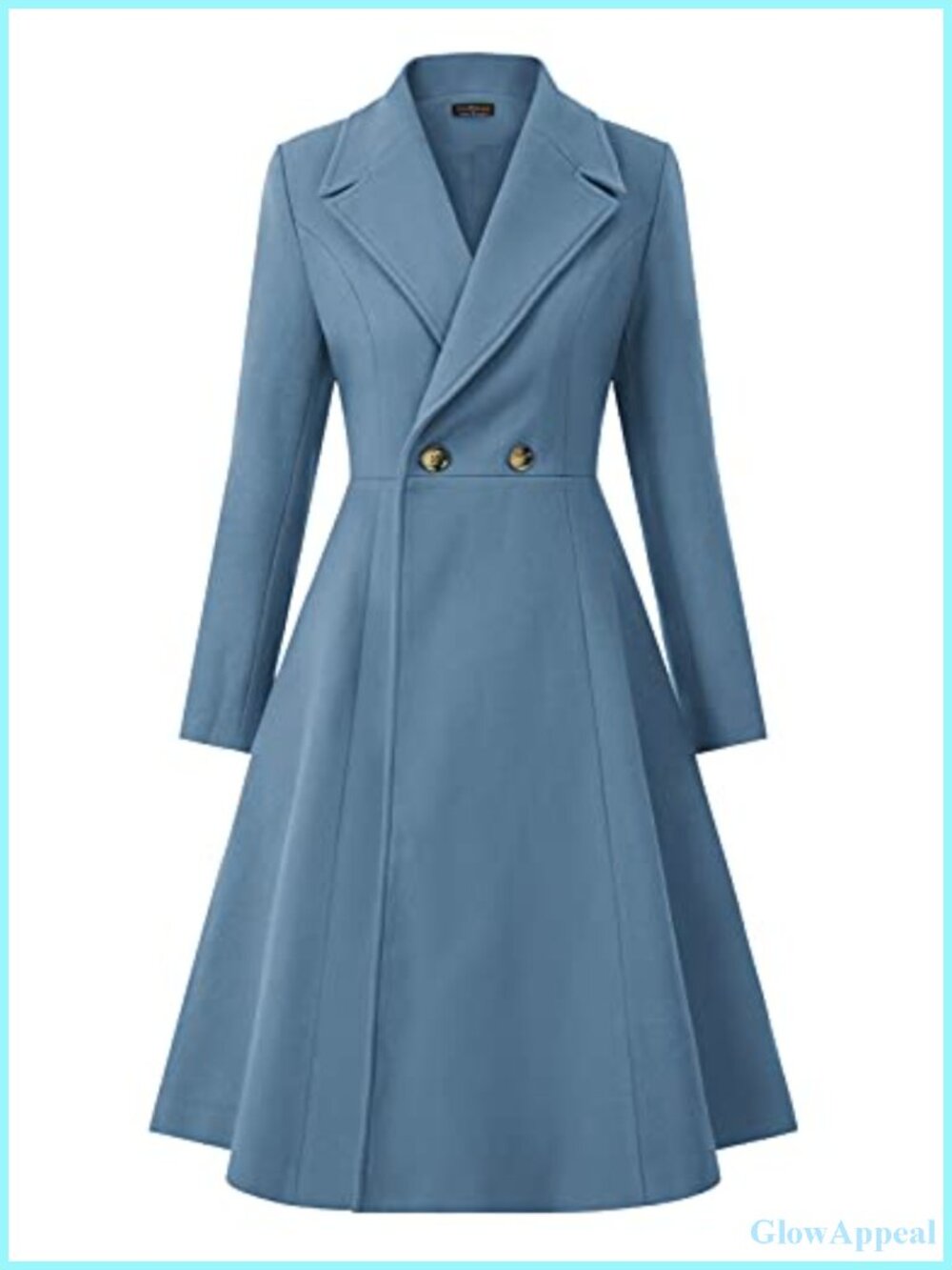 Women's Long Pea Coat Double Breasted A-Line Winter Trench with Pockets